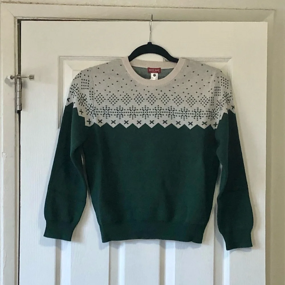 Petit Lem Kids' Fair Isle Organic Cotton Pullover (Big Kid) 8-10 Green - Picture 4 of 8